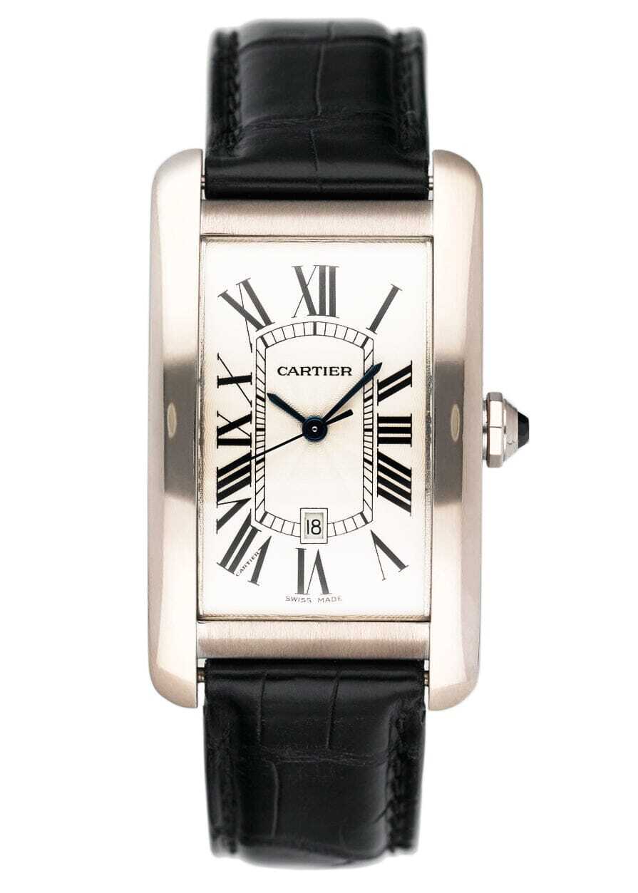 Cartier Tank Americaine Large 18K White Gold Mens Watch Ref W2603256