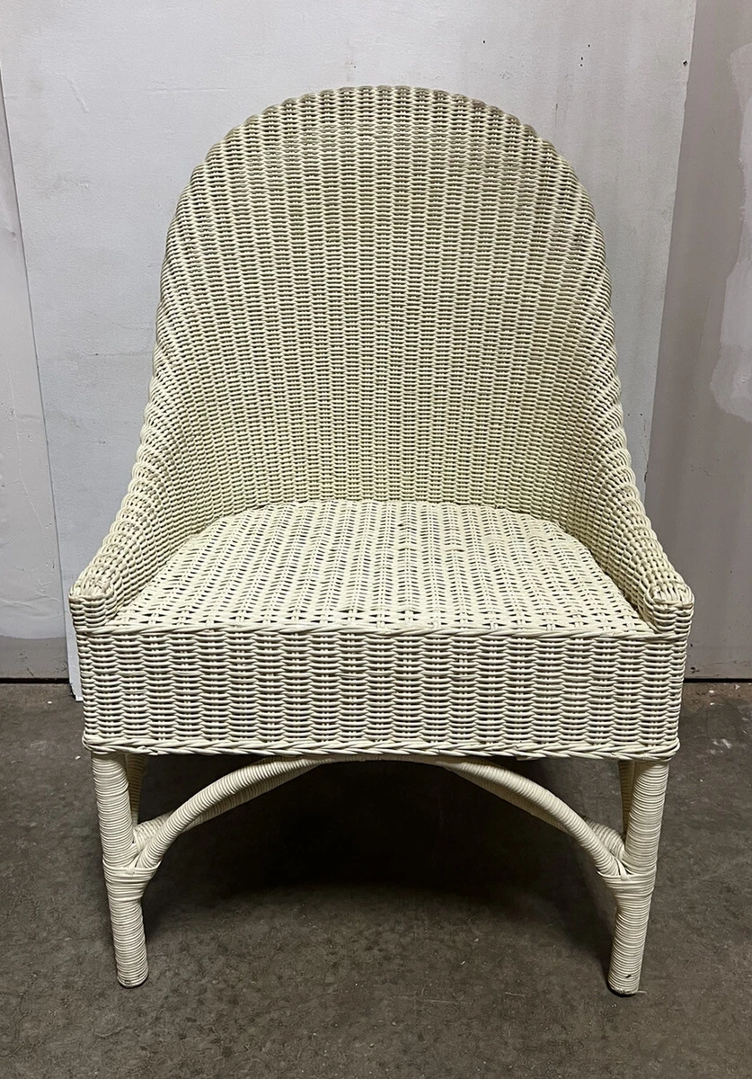 2 Pottery Barn White Wicker Dining Lounge Chairs PAIR eBay