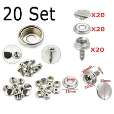 40pcs/Set Stainless Steel Fastener Snap Press Stud Cap Button Marine Boat Canvas