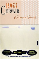 1963 Corvair Owners Manuell Mit Umschlag Monza 95 Greenbrier Chevy FüHrung