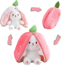 Easter Bunny Stuffed Animal Rabbit Plushie Funny Hide and Seek Bunny Carrot Stra