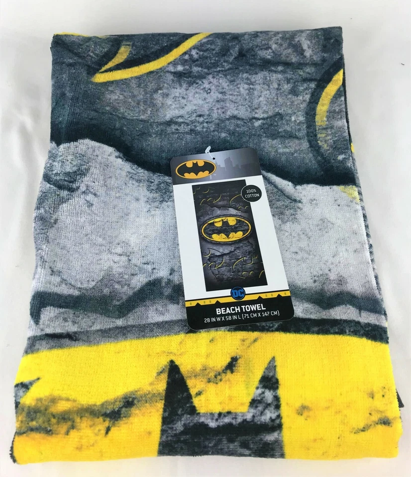 Toalha de praia Batman DC Marvel banho 100% algodão absorvente super macio - Imagem 2 de 4