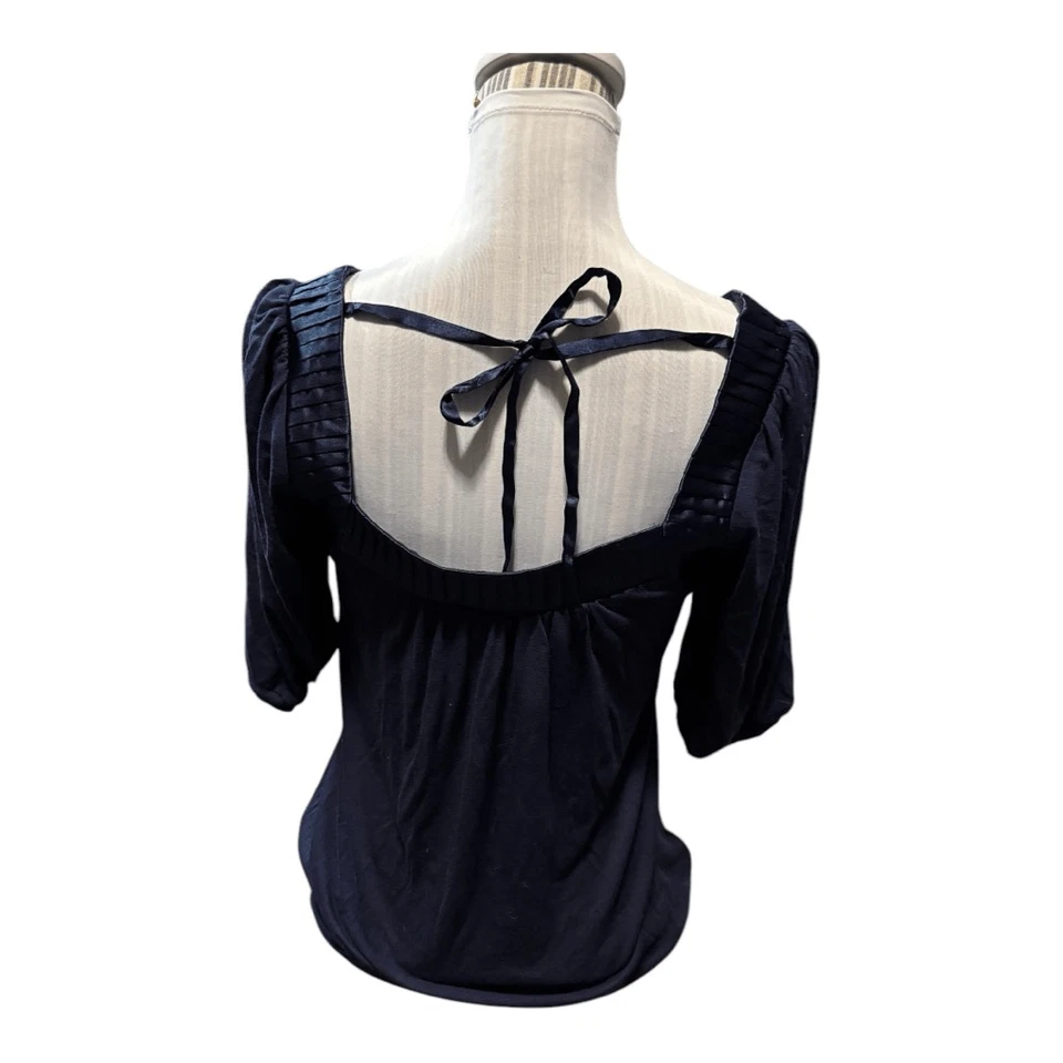 Blusa Top Twentyone Azul Marino Borde Satinado Talla S Foto 2 de 4