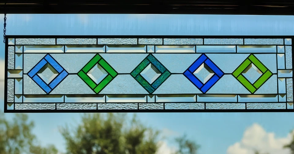 Stained Glass Panel,Transom,Sidelight-35.5 x 9.5 - Image 2 of 4