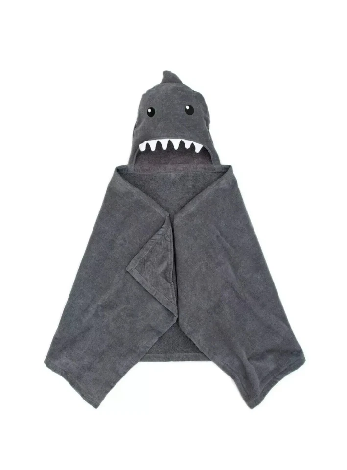 Toalla con capucha de baño Shark Kids, 51 x 23, algodón, gris, tu zona Foto 2 de 4