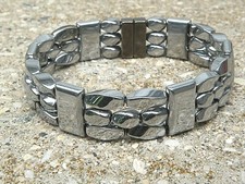Men  s Women  s 100 Silver Magnetic Hematite Therapy Bracelet Anklet 3 Row