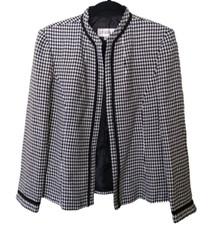 Women's Black White Houndstooth Blazer Jacket Formal Coat Size 8 by Studio 1