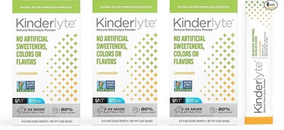 Kinderlyte Natural Electrolyte Powder -Lemonade 6 count(pack of 3)Total 18