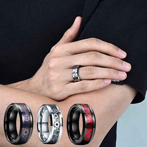 8 Mm Herren-Edelstahl-Drachen-Farbkontrast-Ring Schmuck Ehering 🔥 - Bild 4 von 13