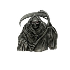 Red Enamel Grim Reaper Skull Belt Buckle Gurtelschnalle Boucle de ceinture