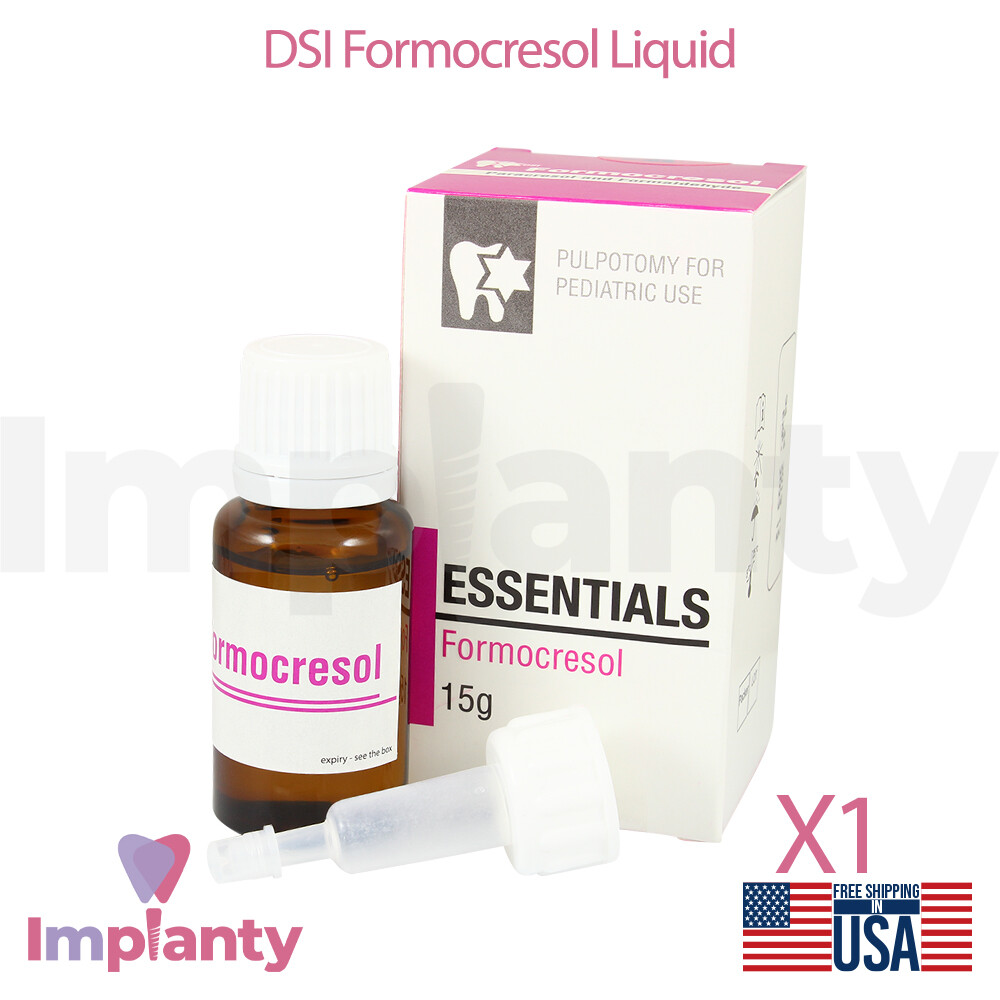 Líquido de formocresol dental 15 ml y gotero de plástico desinfectante laboratorio de odontología