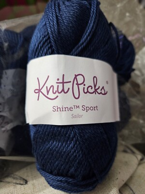 Knit Picks ShineSport Yarn  Lot of 8 Color 3138 Navy Pima Cotton Modal Peru