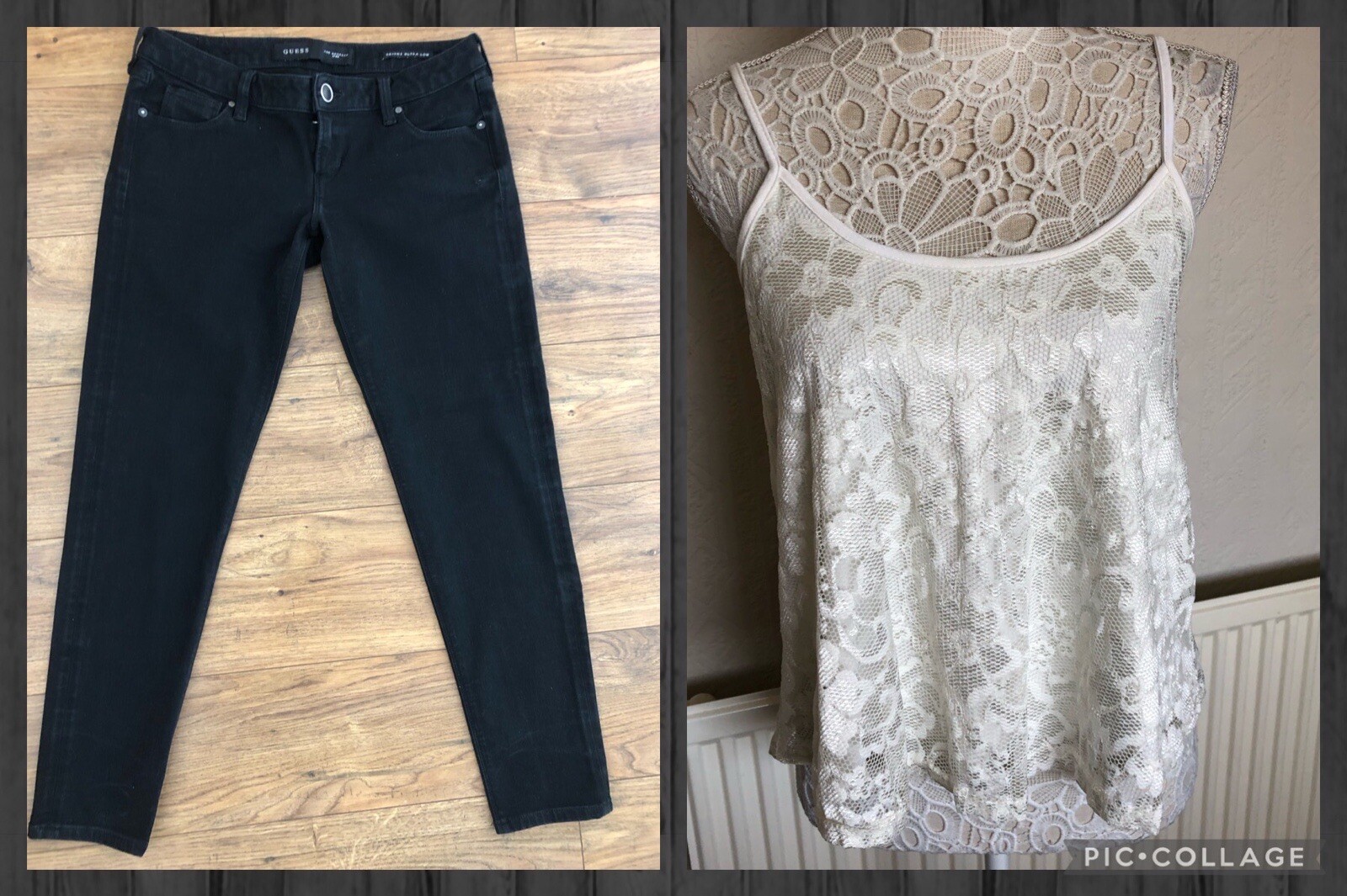 Bundle Guess Black Jeans Size 29 S/M And Tops Vests Size S/M