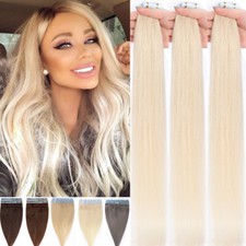 Highlight THICK Tape In 100 Remy Human Hair Extensions Russian Skin Weft GREY