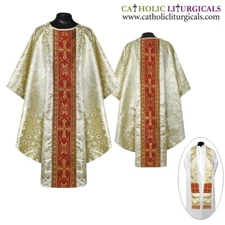 New METALLIC GOLD Gothic Chasuble & Stole Set, Gothic Vestment, Casula, Casel