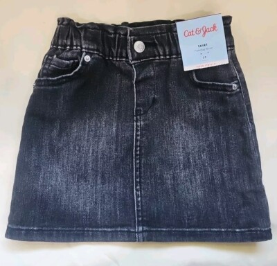 Cat Jack Skirt Toddler Girls 3T Black Stone Wash Denim Super Stretch New  w/Tag