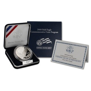 2008 P BALD EAGLE PROOF COMMEMORATIVE SILVER DOLLAR BOX AND COA INCLUDED