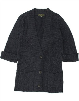 EDDIE BAUER Womens 3/4 Sleeve Cardigan Sweater UK 10 Small Navy Blue AI03