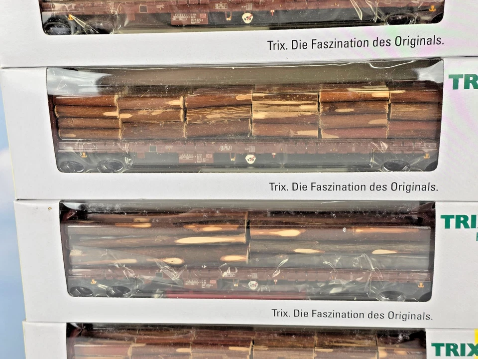 (4458) Trix H0 24109 Set mit 5 Holztransportwagen in OVP - Bild 4 von 4