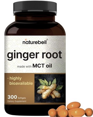 Ginger Root with MCT Oil   6,000mg Equivalent   300 300 Count (Pack of 1) 