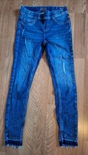 Justice Mid Rise Jegging Skinny Ankle Raw Hem Semi Stresed Pull Denim Jeans 10