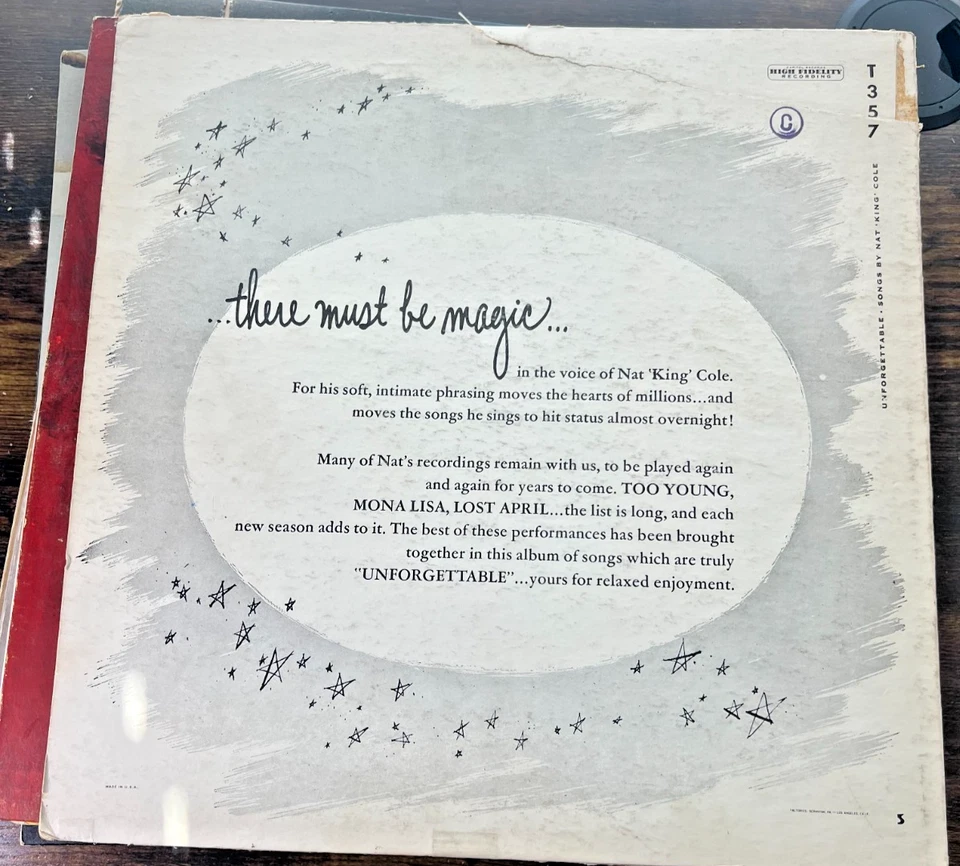 NAT KING COLE - UNFORGETTABLE - DIGITALLY REMASTERED CAPITOL LP VINYL RECORD GUC Foto 2 de 4