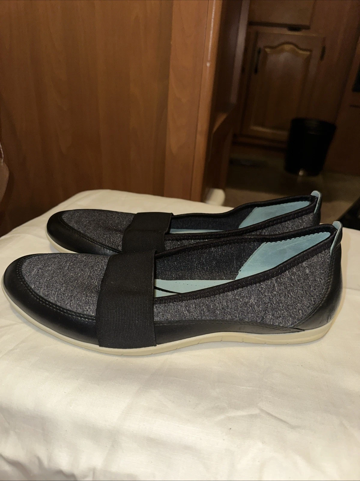 Ecco Bluma Band slip‎ su balletto piatto donna grigio taglia US10 10 5 EU 41