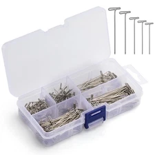 T Pins, 250 Pack, 5 Sizes Sewing Pins, T Pins for Blocking Knitting, Stainless