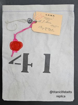 TITANIC Personal Effects Bag No. 41 Edmund J. Stone (Aged)