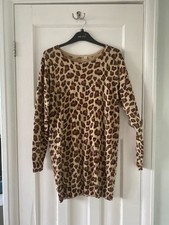 Capsule by JD Williams Dress in Beige and Leopard Print (Size UK 12/14)