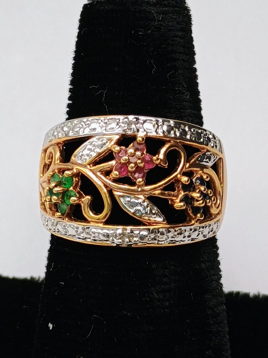 Ross Simons Sterling Vermeil Multi Gemstone Earrings Ring Sz 8 Pendant Necklace  View 2