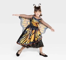 NEW Monarch Butterfly Halloween Costume Girls Large 10-12 Dress Headpiece