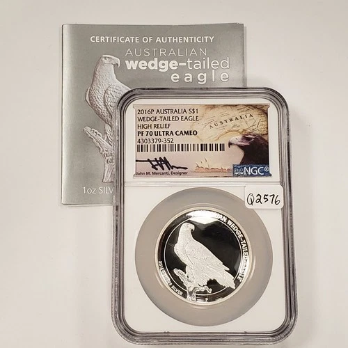 2016-P $1 Australia 1 oz .999 Silver HR Eagle - Mercanti - NGC PF 70 UC - Q2576