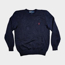 Polo Ralph Lauren Sweater Sweatshirt Mens M Crewneck Pullover Navy Red Pony Knit