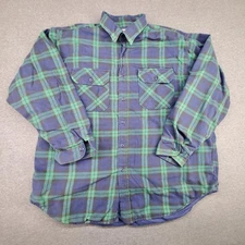 Vintage LL Bean Shirt Mens 2XL Plaid Thinsulate Quilted Flannel USA 90s