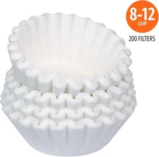 Amazon Basics Basket Coffee Filters for 8-12 Cup Coffee Makers, White, 200 Count