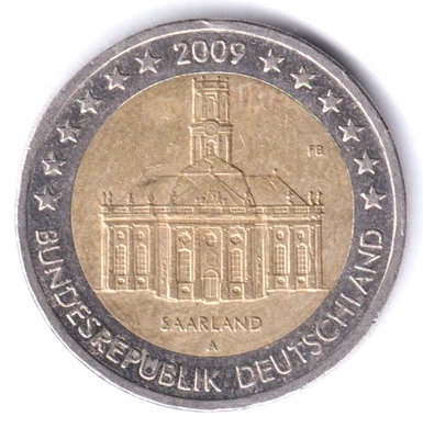 Deutschland 2 Euro 2009 Saarland Prägestätte A = Berlin - Umlaufmünze - Bild 1 von 2