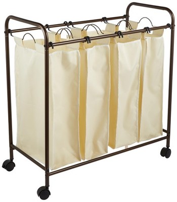 Household Essentials 7173 Rolling Quad Laundry Sorter with Removable Hamper Bags
