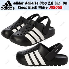 adidas Adilette Clog 2.0 Slip-On Clogs Black White JQ8058 Men's Size