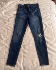 GAP Women's Skinny High Rise Medium Wash Blue Distressed Denim Jeans Size 28