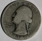 1934-D Denver Mint Silver Washington Quarter