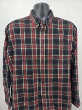LL Bean Flannel Shirt XL Red Green Blue Plaid Long Sleeve Outdoor Thermal Men
