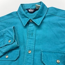 Vintage Woolrich Men  s Heavy Flannel Chamois Shirt Jacket Size Large Made In USA