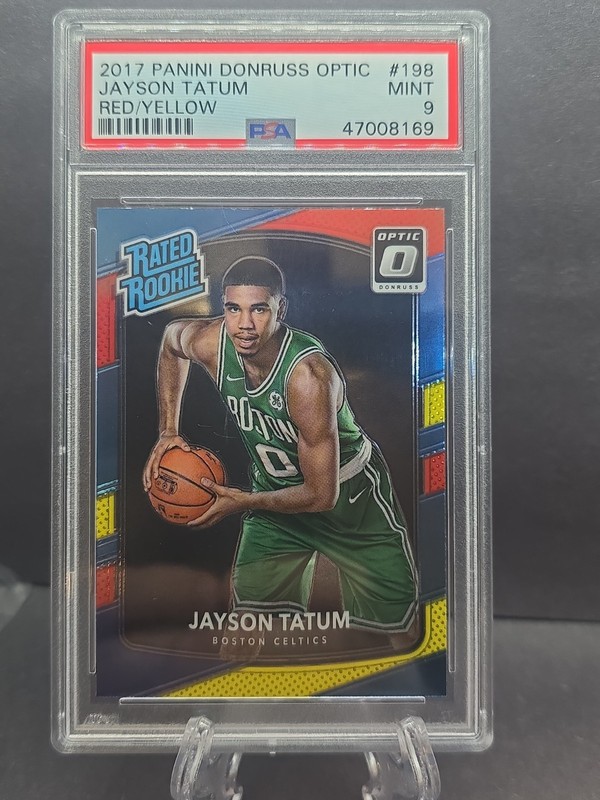 2017-18 Donruss Optic Red Yellow Rated Rookie #198 Jayson Tatum PSA 9 Celtics