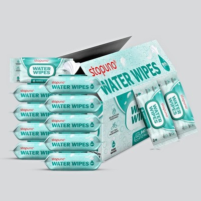 Stopuno Premium Water Wipes  Gentle Baby Wet Wipes for Sensitive Skin 12 Pack