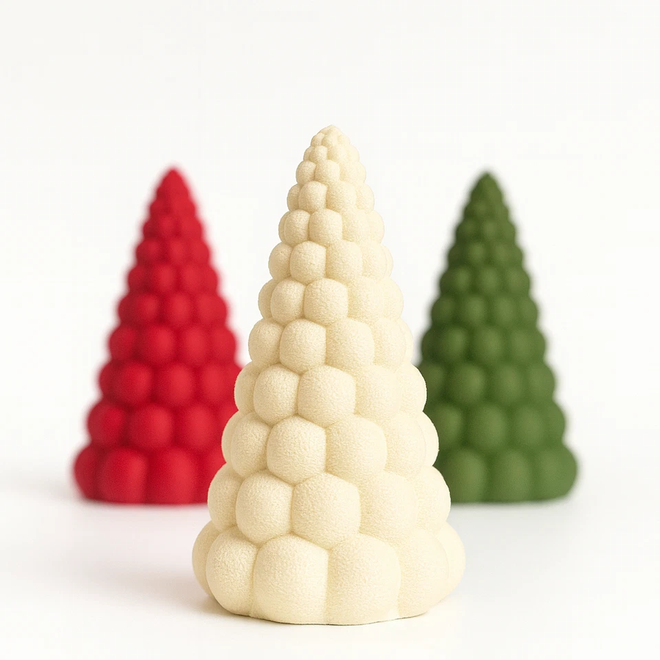 Minimalist Christmas Trees Set of 3 – Red Green White – 15cm Holiday - Image 2 of 4