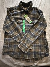 Orvis Men's XL Navy Brown Plaid Flannel Long Sleeve Button-Up Shirt w/pockets