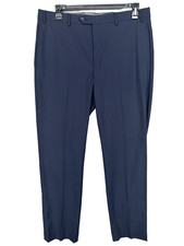 Michael Kors Dress Pants Mens Size 36x32 Navy Solid Classic Fit Marvin FLAW