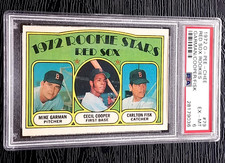 1972 O PEE CHEE OPC CARLTON FISK / CECIL COOPER ROOKIE BASEBALL CARD #79 PSA 6