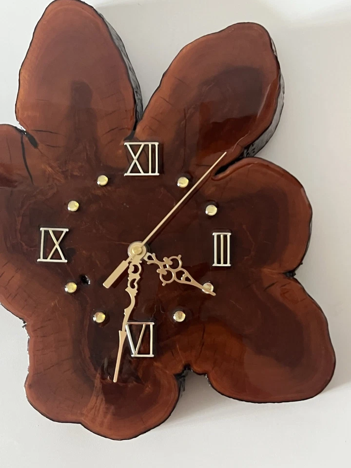 Vintage Live Edge Cypress Wall Clock Rustic Charm Mid Century Handmade 14” - Image 3 of 4